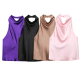 Fongt Homemade New Women's Clothing Silk-Sin-Flavor-Sense Hanging Neck Collar Top 3203317