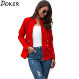 Autumn New Elegant Red Jacket Women Stand Collar Long Sleeve Jackets Zipper Tops Famale Streetwear Basic Short