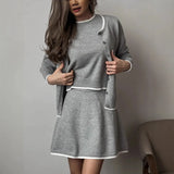 Fongt Spring/Autumn Festival New Women's Clothing Small Aroma Style Knitted Shirt Three-Piece Dress