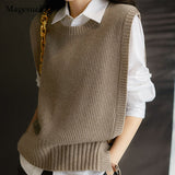 Sleeveless Knttied Sweater Vest Vintage O-neck Wool Jumper Women's Vest New Spring Autumn Pullover Sweater Female