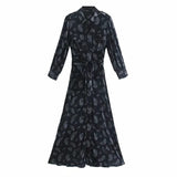 Vintage Paisley Printing Sashes Puff Sleeve Shirt Dress Casual Lady Loose Clothes Vestido