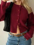 Vintage Button-Up Knit Cardigan-Outfit