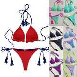 Fongt Female Hot Girl Bikini Split Sexy Triangle Double Sided Collision Color Beach Bikini Swimsuit Three Point