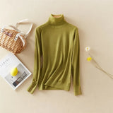 New-Coming Winter Tops Solid Button Turn-down Collar Pullovers Female Thick Turtleneck Knitted High Street Women