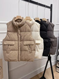 Women Winter Down Vest Stand Collar Female Gilet Sleeveless Thick Puffer Parkas Ladies Waistcoat 90% Duck Down