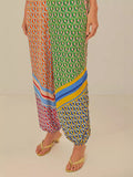 Fongt Women's New Printed Set Casual Trouser Shirt Fashion Top 3029