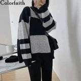 New 2021 Autumn Winter Women Sweaters Pullovers Checkered Knitted Fashionable Retro Elegant Jumper Lady Tops