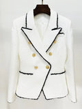 STREET Newest Fashion 2022 Designer Jacket Women's Slim Fitting Lion Buttons Contrast Color Fringed Tweed
