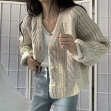 New 2021 Winter Spring Women's Sweaters V-Neck Buttons Cardigans Oversize Fashionable Korean Ladies Knitwears