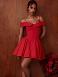 Black Elegant Party Dresses for Women 2023 Mini Off The Shoulder Birthday Dress Sexy One-piece Strap Women's Clothing-Outfit