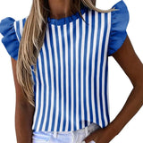 2021 New Short Sleeve Round Neck Print Shirt Female Fashion Plus Size Pullover Clothes Women's Summer Ruffle