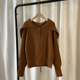 Cardigans Turn Down Collar Solid Autumn Winter Plue Size Clothes Women Sweater Vintage Zipper Warm Thick Sueters De