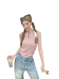 Striped Sexy Slings Women Summer New Sweet Hottie Side Shoulder Short Vest Wearing Thin Sleeveless