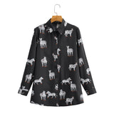 Fongt Women's New Long-Sleeved Animal Zebra-Print Shirt 21006