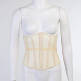 Fongt Mesh Boobs Short Gird Waist Vest 2024 Summer Women's Clothing Outside Body Repair Casual