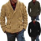 Fongt New Men's V-Neck Double Breasted Thick Knit Cardigan