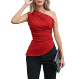 Fongt Women's Summer Sloping Shoulder Sling Vest Female Elegant Chic Repair Hottie Sleeveless Top