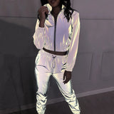 Fongt Sales Of Explosive Women's 2025Ebay Fashion New Reflective Leisure Set Two Sets