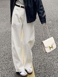 Fongt Waist And White Jeans Female Autumn Temperament Slim Loose Thin Trousers Straight Broad Leg Trousers