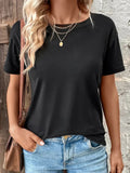 Soft Slight Stretch Tee women's Tops Solid Crew Neck T-shirt Casual Short Sleeve T-Shirt For Summer Women's Clothing-Outfit