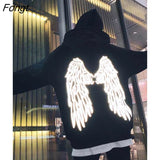 Hip Hop Reflective Hoodie Harajuku Loose Unisex Clothes Winter Pullover Wings Coat Women Punk Gothic Couple Hoodie
