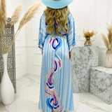 Fongt Spring New Holiday Wind V-Neck Printed Printed Long Dress