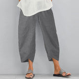 Vintage Floral Printed Pants Summer Women Cotton Linen Trousers Harem Pants Elastic Waist Loose Pantalon