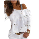 New Women's Blouse Shoulder Sequins Fashion T-Shirt With Long Sleeves-Outfit