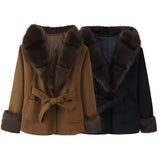 Fongt Autumn New Women's Temperament Collar Artificial Leather Effect Short Coat 4360240