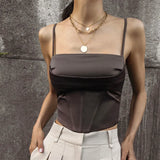 Fongt Summer New Fashion Hong Kong Wind Sexy Backless Stripe Strap Slim Sleeveless Vest