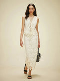 Fongt New Women's Spring Summer French Sleeveless Chiffon Vest Temperament Vest Dress Suit