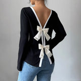 Fongt T-Shirted Women's Bow-Bottomed Shirt