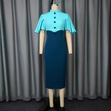 Fongt Retro Half-Necked Collared Lotus Leaf Sleeve Dress High-Rise Elegant Party Dress Dress Dress Dress