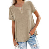 Fongt And Summer New Top V-Neck Short-Sleeved Pocket Loose T-Shirt Women-Outfit