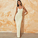 Fongt Beach Hoodie Sexy Knitted Empty Back Tie With Open-Fork Swimsuit Beach Dress Sunscreen