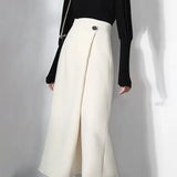 TWOTWINSTYLE Casual Solid Irregular Skirt Female High Waist Loose Asymmetrical For Women Skirts Fashion Autumn Style 2022