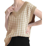 Fongt And Winter New Women's Thousand Bird Case Knitting Vest V Neck Sleeveless
