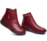 2021 Winter Genuine Leather Ankle Boots Handmade Lady Soft Flat Shoes Comfortable Casual Moccasins Side Zip Ankle