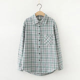 New Loose Design Cotton Plaid Shirt Women Young Style Long Sleeve Blouses Casual Shirts Lady Tops Clothes