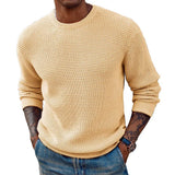 Fongt Solid Color Round Neck Sweater Jumper Sweater Men's Long Sleeve Jumper Sweater