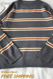 Stripe Sweaters Women Loose Oversize Korean Style Pullover Top Autumn Winter Long Sleeve Knitted Sweater Femme