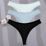 Sexy G-string Women's Cotton Panties Low-Waist Thongs Striped Solid Female Underpants Girl Comfortable Briefs