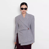Fongt Suit 2025 New Niche Lazy High-End Design Stripe Splicing Blazer Woman