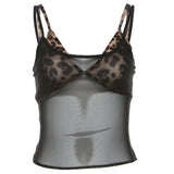 2024 Summer New Women's Mesh Perspective Vest Leopard-Print Sling Bag Hip Skirt
