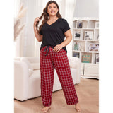 Fongt Size Pajamas Female Spring And Summer Fat Mm Short-Sleeved Pants Large Size Home Clothes-Outfit