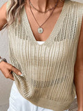 Fongt Summer Beach Shirt Fashionless V-Neck Knitted Vest