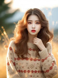 Fongt Autumn And Winter New Super Good-Looking Retro Lazy Wind Loose Yang Gas Age Reduction Knitting Shirt Bottom Top