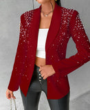 Fongt New Fashion Casual Beads Small Suit Women's Clothing
