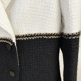 QUALITY Newest 2023 Fall Winter Designer Jacket Women's Color Block Patchwork Wool Blends Tweed