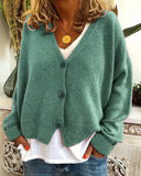 Fongt And Winter Women's Sweater Cardigan Pure Color Long Sleeve V Neck Sweater